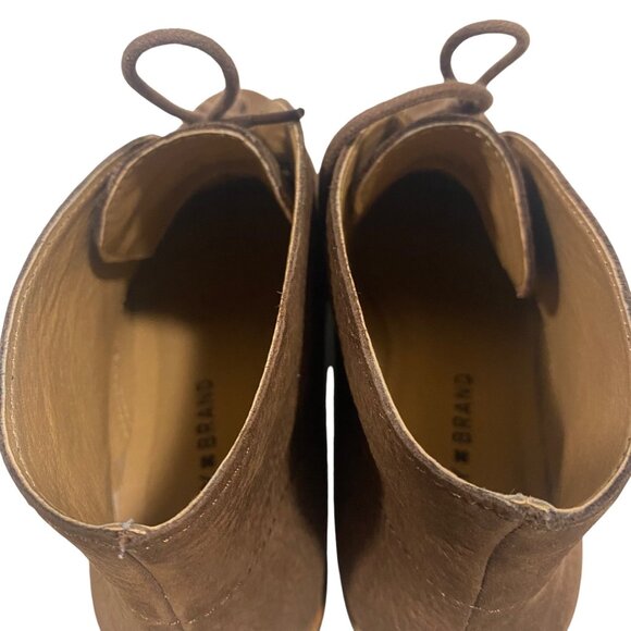Lucky Brand Junes Nutmeg Embossed Nubuck Wedge Leather‎ Booties Size 7 - Picture 6 of 10